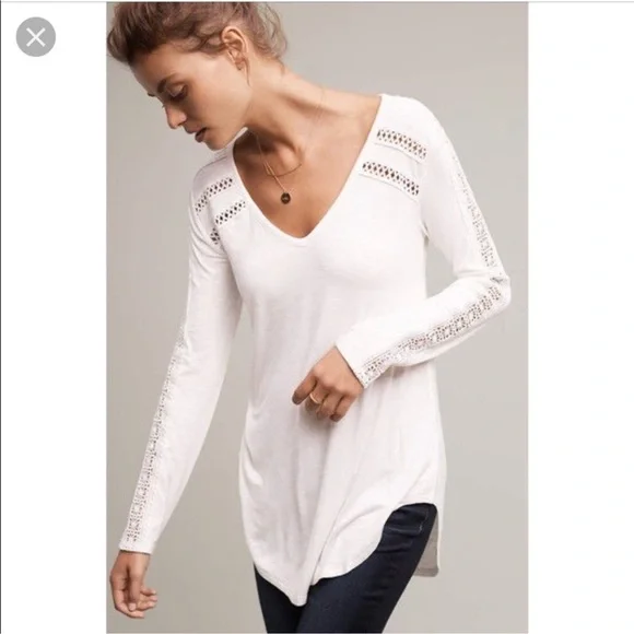 Anthropologie Deletta white long sleeve top small - Picture 1 of 8
